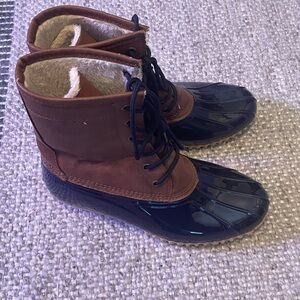 Vintage Sporto Two-tone Duck Boot Brown & Navy size 9M Rainboot Outdoor